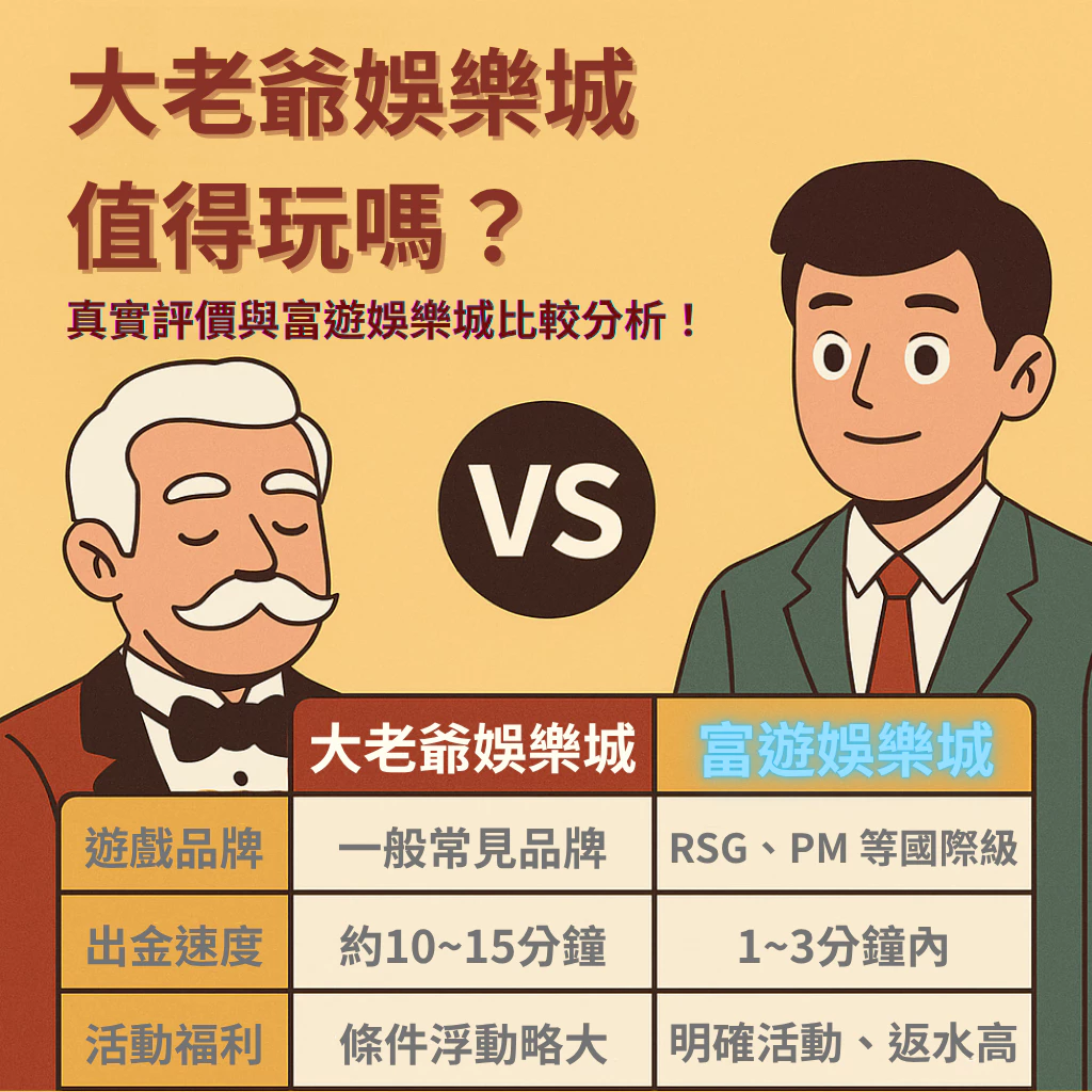 大老爺娛樂城值得玩嗎？真實評價與富遊娛樂城比較分析！